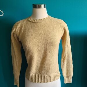 Womens vintage Size small tan acrylic crewneck sweater knit retro 1980s 1970s